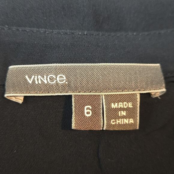 Vince Navy Silk Long Sleeve Blouse Size 6 - Picture 4 of 6